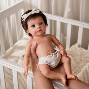 16 Inch Full Platinum Silicone Reborn Baby Doll Sleeping Weight 4 Lb Baby boy